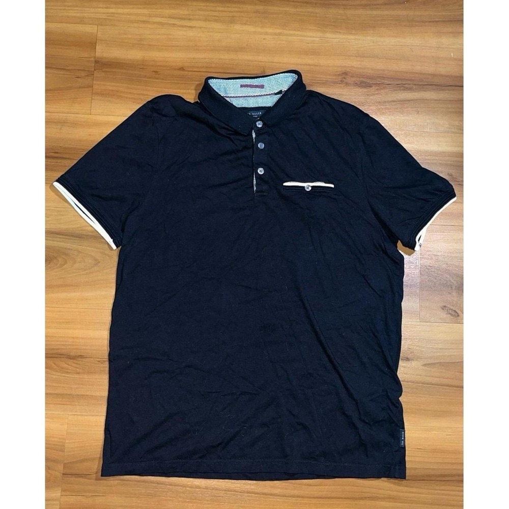 Mens Ted Baker Polo Casual Black White Slim Fit Shirt